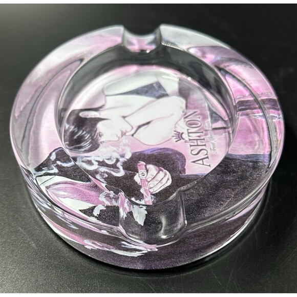 Vintage Ashton Trust Your Taste Clear Oval Crystal Glass Ashtray Thick Glass - Picture 6 of 7